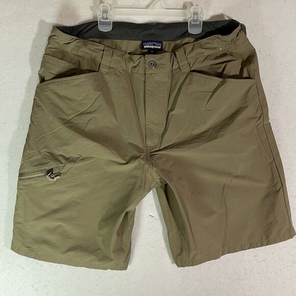 Patagonia Mens Quandary Hiking Shorts 38x9 Khaki Tan Stretch Nylon UPF Camping - Picture 1 of 5